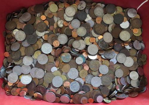 Here is a lot of world coins 14.3 kg mixed look inside!!