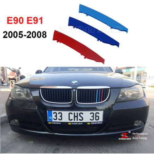 BMW 3 Series E90 Motorsport 3 Colour Grille Plastic Cover Stripes 2005 to 2008, E90 E91 R200 per set
