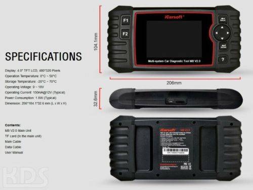 iCarsoft MB V2.0 for Mercedes-Benz/Sprinter/Smart OBD2 Multi System Diagnostic Tool, R3299