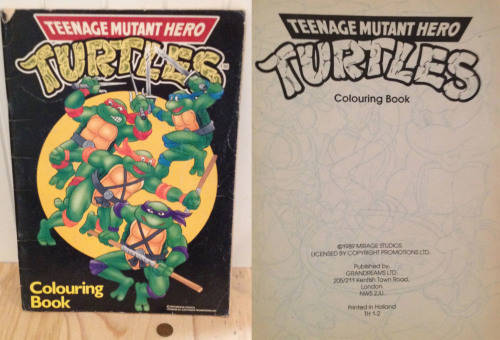 Vintage TMNT TEENAGE MUTANT NINJA HERO TURTLES COLOURING IN BOOK 1989