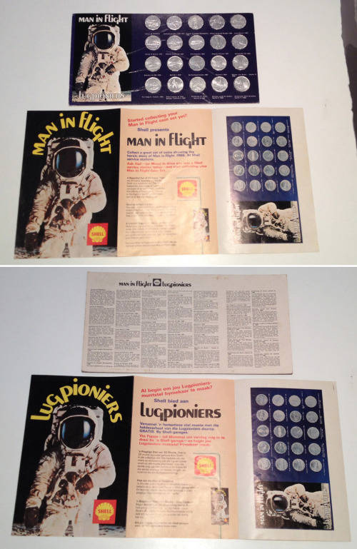 SHELL OIL Man in Flight Leaflet & tokens - South Africa 1970s 100% complete