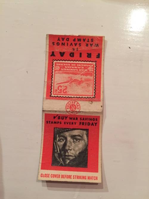 Matches Matchbox Match Book Military WW2 era CANADA BUY WAR SAVINGS STAMPS - 1940s