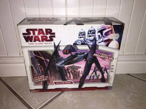 Star Wars Clone Wars Droid Vulture Star Fighter Ship - with ground combat mode - mint in box