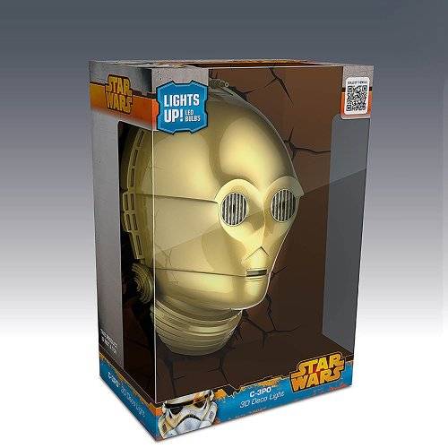 DISNEY STAR WARS C3P0 HEAD FX 3D Deco wall light - mint in box