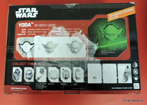 DISNEY STAR WARS YODA HEAD FX 3D Deco wall light - mint in box