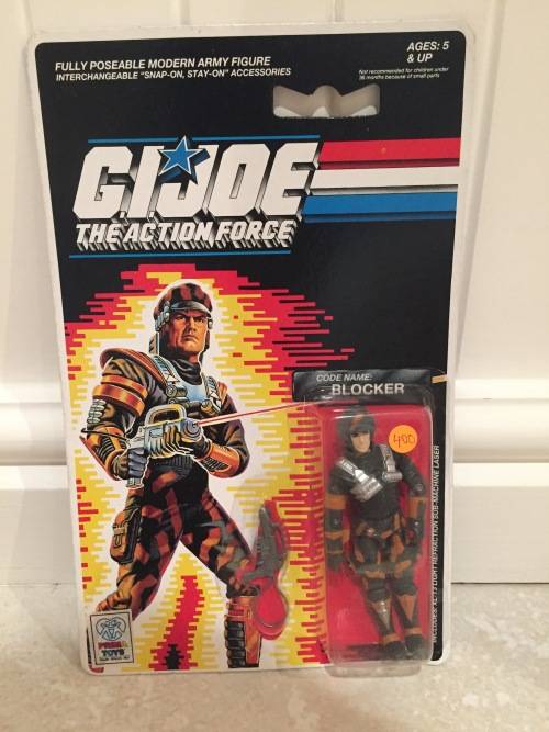 Vintage GI JOE The Action Force BLOCKER action figure - 1988 - HASBRO TOYS - MINT ON CARD