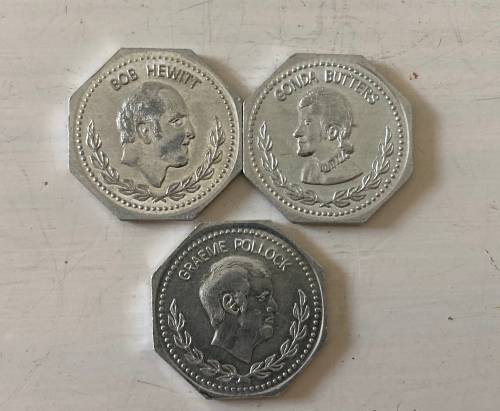 BP Modern SA Sporting Greats collector x 3 tokens 1970s