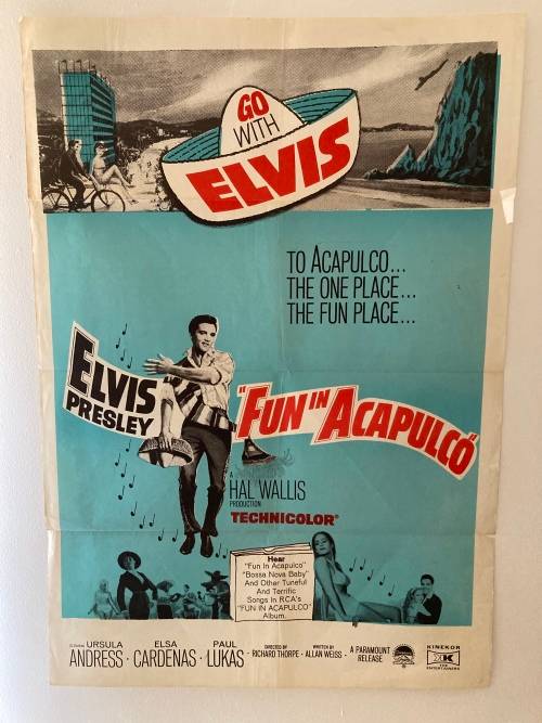 100% Original 1960s Elvis Presley Fun in Acapulco Movie Poster - South African print