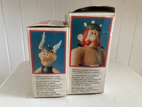 Vintage ASTERIX and OBELIX Action Figures mint in box from 1980 Asterix Play series by Toy Cloud