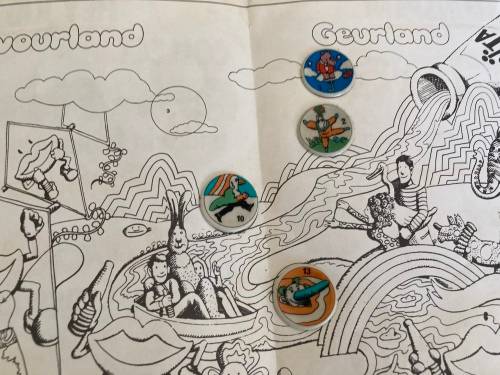 FLAVOUR LAND colour me in FANTA Brochure and bottle liner set 1976 SOUTH AFRICA