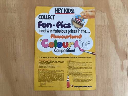 FLAVOUR LAND colour me in FANTA Brochure and bottle liner set 1976 SOUTH AFRICA