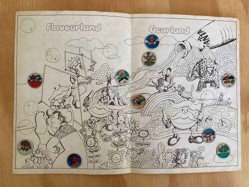 FLAVOUR LAND colour me in FANTA Brochure and bottle liner set 1976 SOUTH AFRICA
