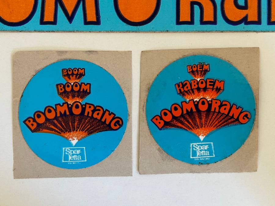 rare Genuine South African SPARLETTA company 1970s BOOM A RANG Promotional Sticker lot