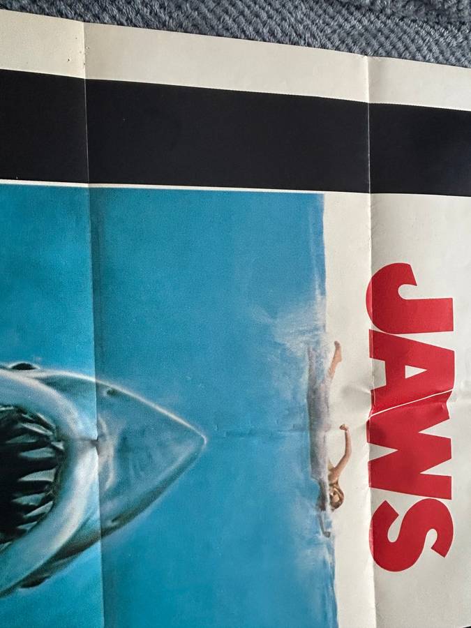 Steven Spielberg JAWS 100% Original Vintage 1975 1st print Movie Poster - USA print