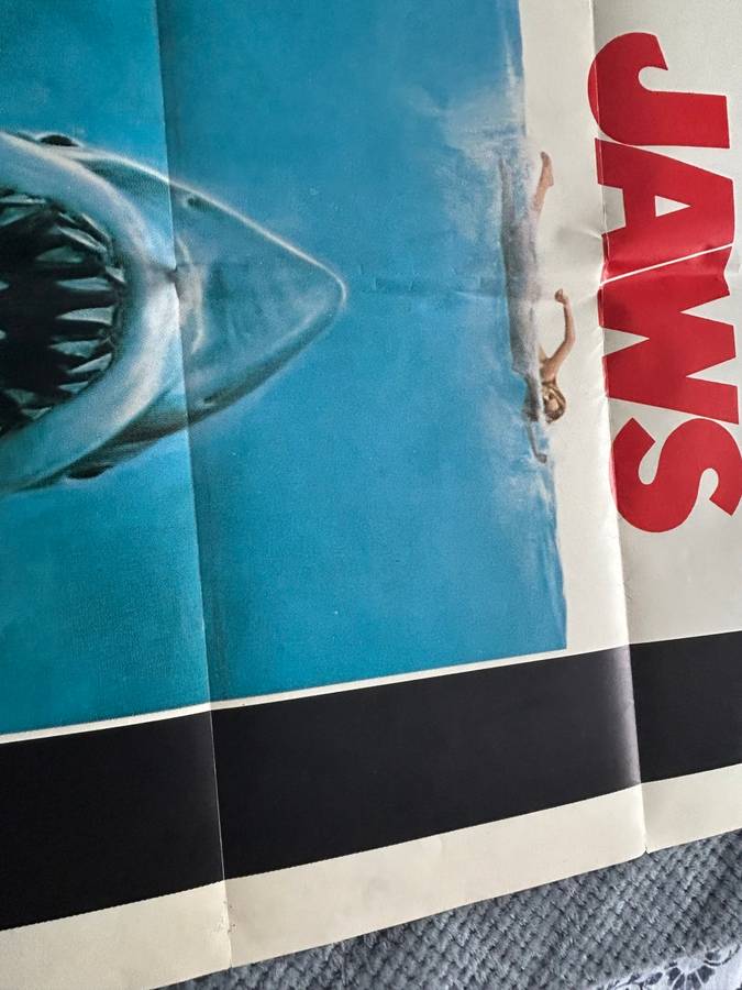 Steven Spielberg JAWS 100% Original Vintage 1975 1st print Movie Poster - USA print
