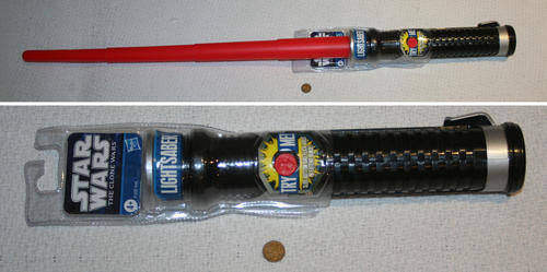 Star Wars CLONE WARS ANIMATED SERIES JEDI RED LIGHTSABER - non electronic - sturdy for pretend play