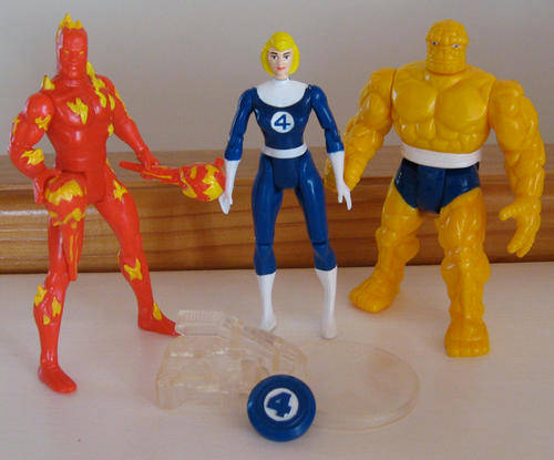 Fantastic Four figure lot of 3 1989 Marvel Super hero.  Loose & complete !
