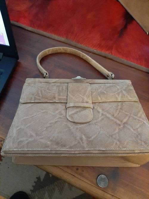Leather elephant hide handbag mandelles