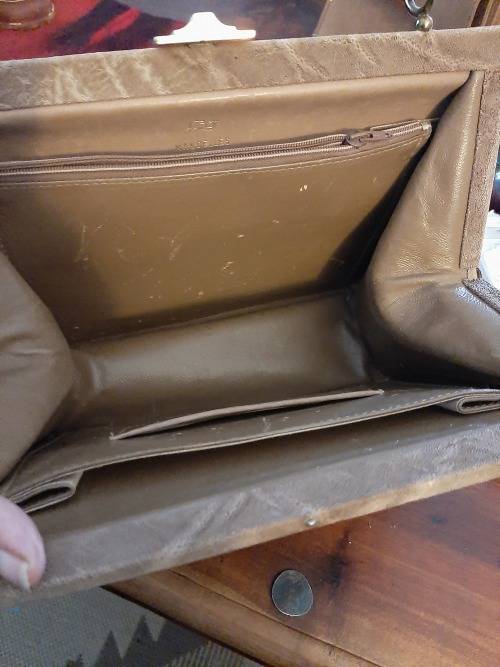 Leather elephant hide handbag mandelles