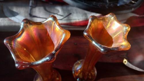 Carnival glass vases vintage