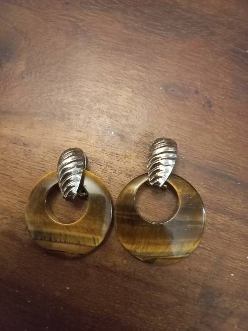 Clip on tiger eye earrings vintage