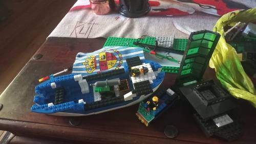 Lego sets boat and police station
