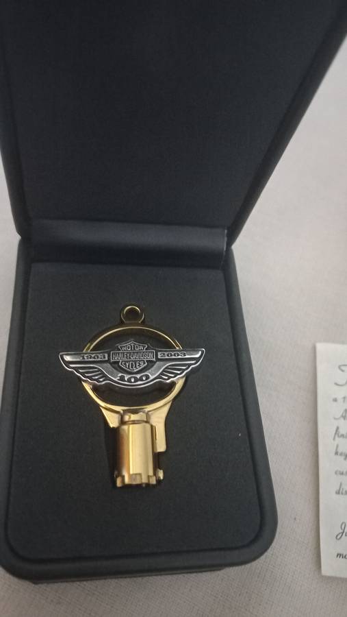 Harley Davidson 100th Anniversary Solid Brass And Sterling Silver Gold Key