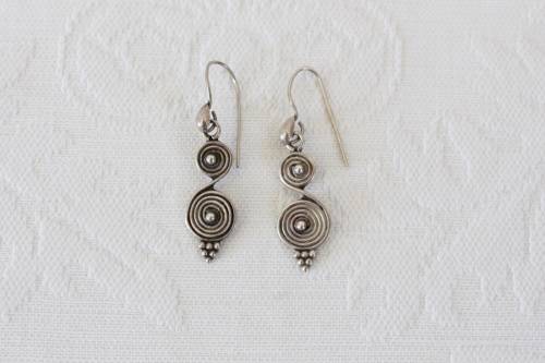 STERLING SILVER VINTAGE SPIRAL DROP EARRINGS