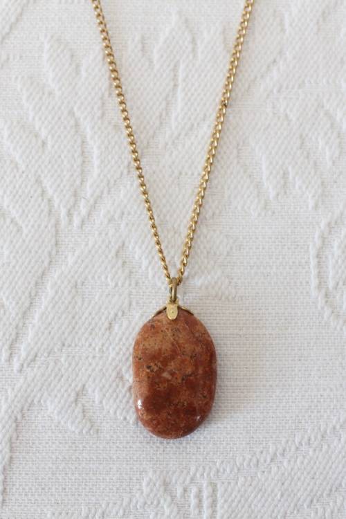 VINTAGE GEM STONE PENDANT CHAIN NECKLACE
