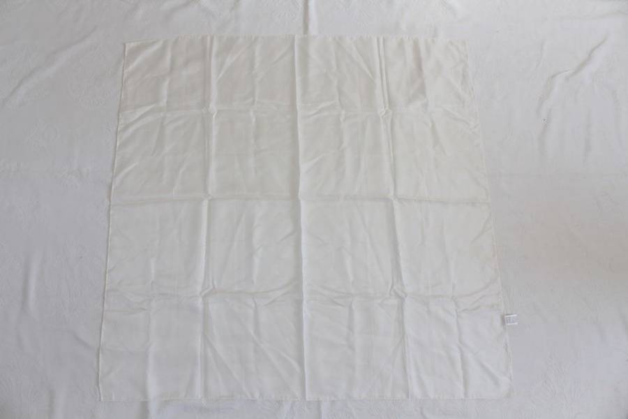 VINTAGE 100% SILK WHITE LARGE SCARF