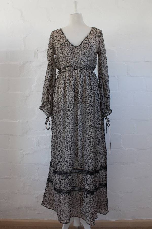 *ZARA TRAFALUC* DESIGNER FLORAL PRINT CHIFFON MAXI TIE WAIST DRESS - SIZE 12