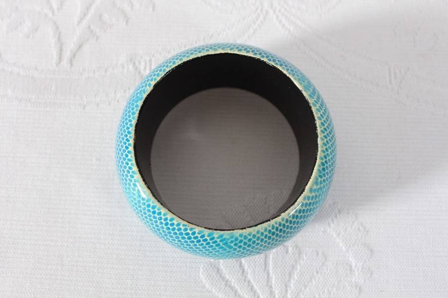 VINTAGE WOODEN BLUE PRINTED CHUNKY BANGLE BRACELET