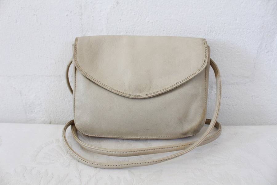VINTAGE CREAM GENUINE LEATHER TULA MINI SLING BAG HANDBAG