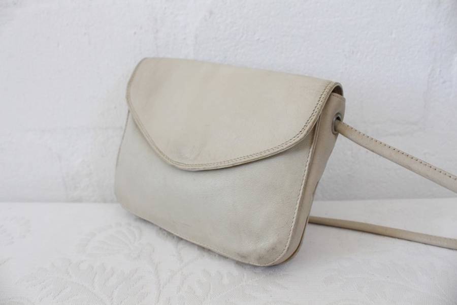 VINTAGE CREAM GENUINE LEATHER TULA MINI SLING BAG HANDBAG