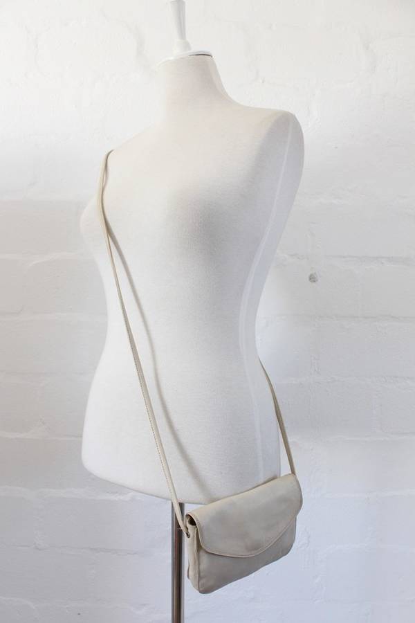 VINTAGE CREAM GENUINE LEATHER TULA MINI SLING BAG HANDBAG