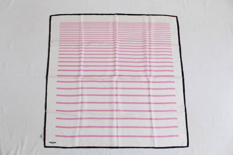 *FLASH SALE - 50% OFF!* *CASSANI SPORT* 100% SILK DESIGNER VINTAGE WHITE STRIPED SCARF