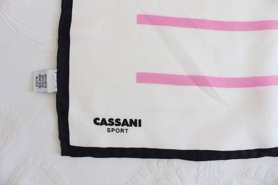 *FLASH SALE - 50% OFF!* *CASSANI SPORT* 100% SILK DESIGNER VINTAGE WHITE STRIPED SCARF