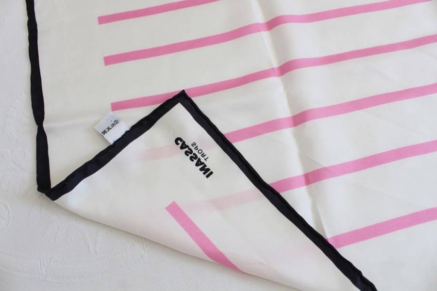 *FLASH SALE - 50% OFF!* *CASSANI SPORT* 100% SILK DESIGNER VINTAGE WHITE STRIPED SCARF