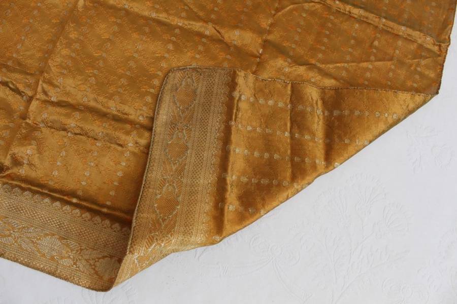 *FLASH SALE - 40% OFF!* VINTAGE GOLD EMBROIDERED INDIAN LARGE SCARF