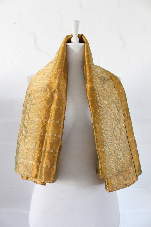 *FLASH SALE - 40% OFF!* VINTAGE GOLD EMBROIDERED INDIAN LARGE SCARF