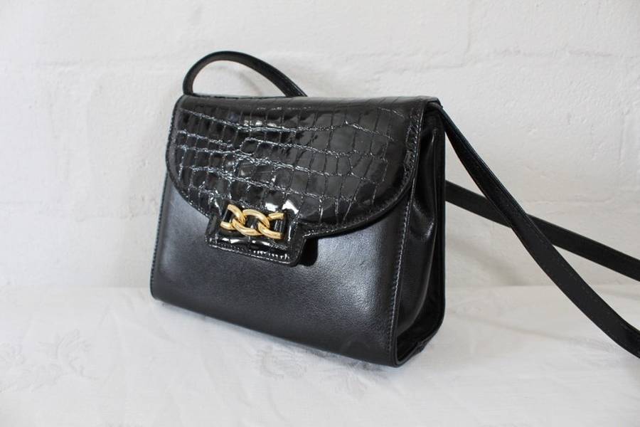 VINTAGE GENUINE LEATHER VAN DAL CROC EMBOSSED SMALL SLING BAG HANDBAG