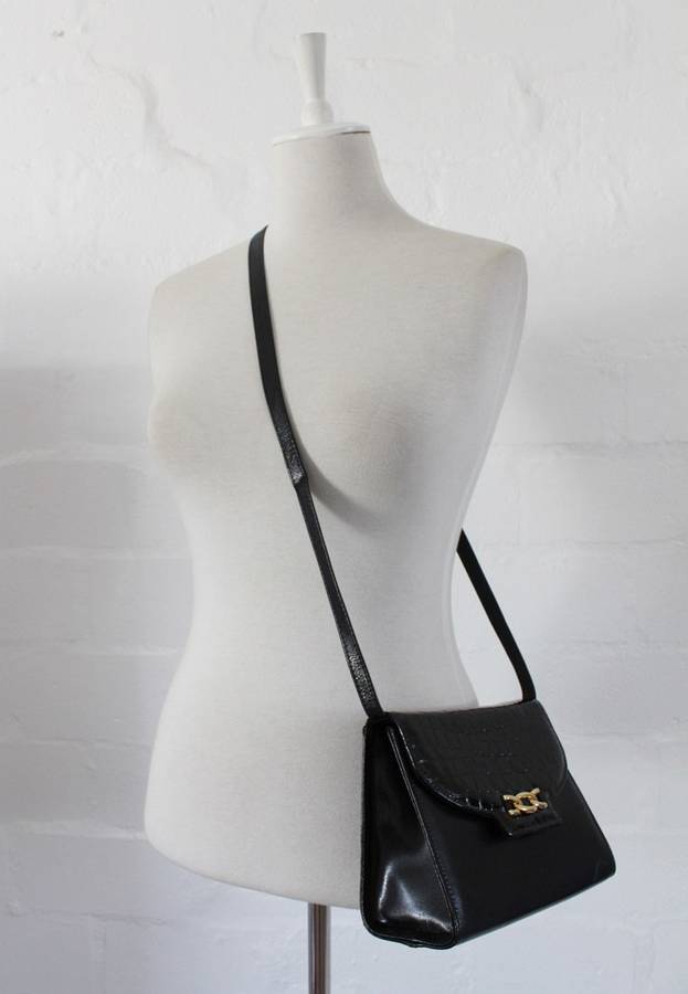 VINTAGE GENUINE LEATHER VAN DAL CROC EMBOSSED SMALL SLING BAG HANDBAG