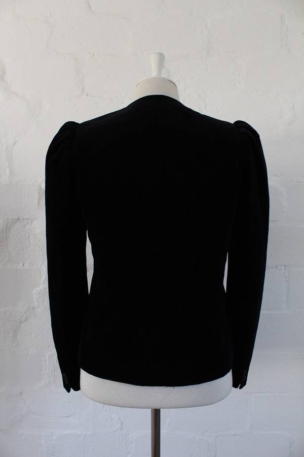 VINTAGE VELVET BLACK JACKET BLAZER - SIZE S