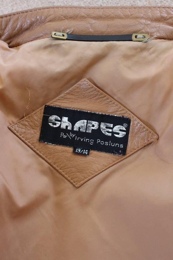 *GENUINE LEATHER* VINTAGE TAN BROWN BOMBER JACKET - SIZE 10