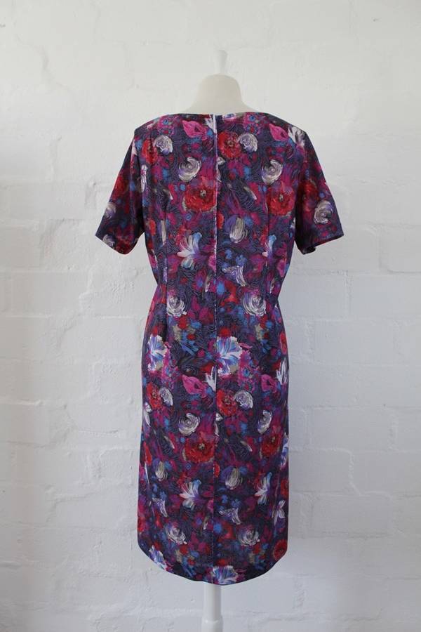 VINTAGE PURPLE PINK FLORAL PRINT DAY DRESS - SIZE 14