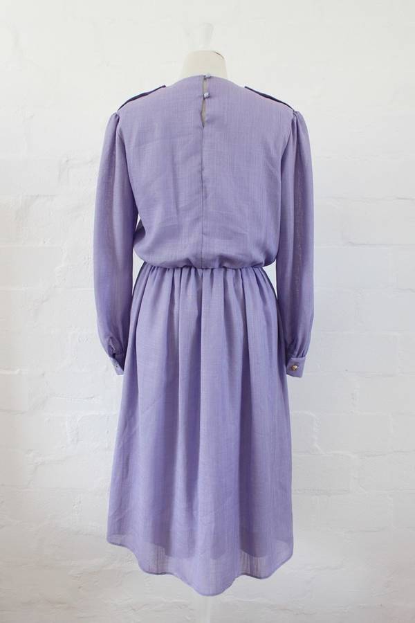 VINTAGE PURPLE LILAC LONG SLEEVE DAY DRESS - SIZE 10