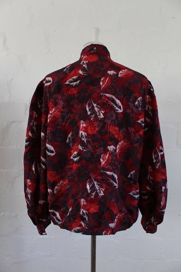 VINTAGE PUSSYBOW NECK TIE BLACK RED FLORAL SHIRT TOP BLOUSE - SIZE 14