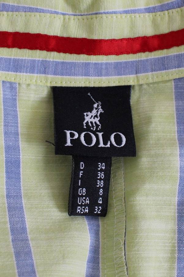 *SALE - 50% OFF!* *POLO* DESIGNER GREEN STRIPED SHORT SLEEVE SHIRT BLOUSE TOP - SIZE 10