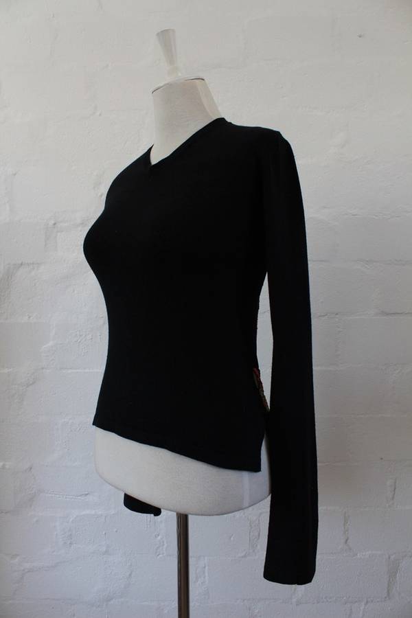*CUSTO BARCELONA* DESIGNER SILK CASHMERE BEADED JERSEY KNIT TOP - SIZE S