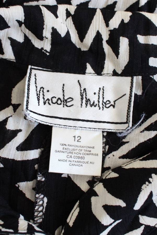 *FLASH SALE - 50% OFF!* *NICOLE MILLER* DESIGNER VINTAGE BLACK WHITE PRINTED DRESS - SIZE 10